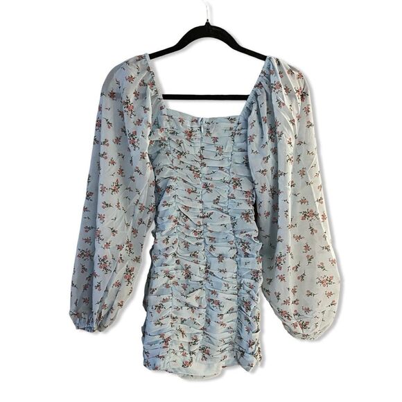 NWT More To Come Jaliyah Ruched Mini Dress in Blue Floral cottage Revolve XXS - Picture 5 of 9